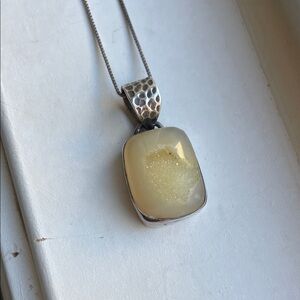 Silver and Yellow Gemstone Necklace